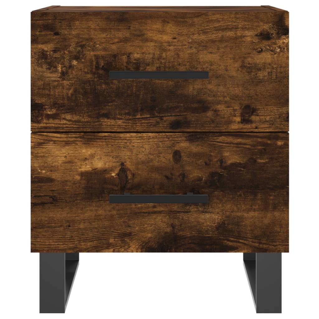 Smoked Oak Bedside Cabinets 2pcs - Engineered Wood, 40x35x47.5 cm