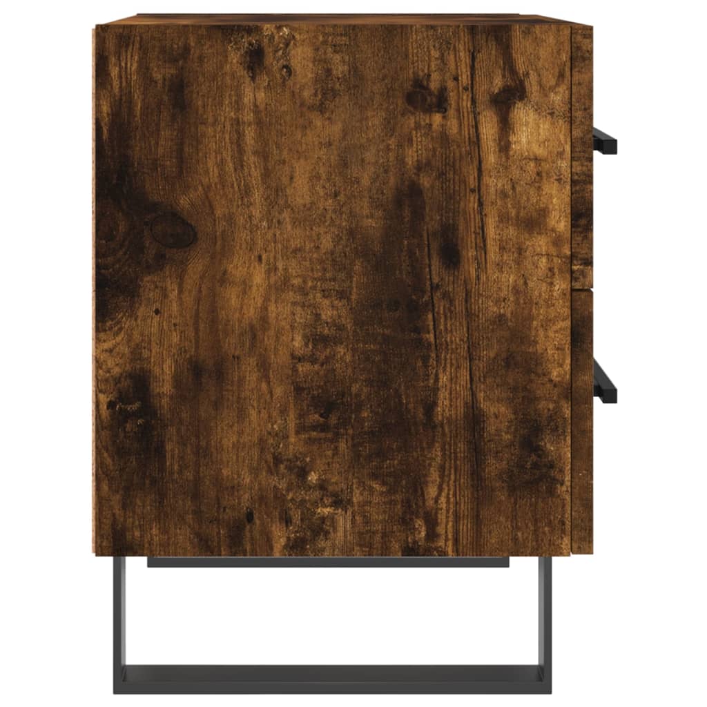 Smoked Oak Bedside Cabinets 2pcs - Engineered Wood, 40x35x47.5 cm
