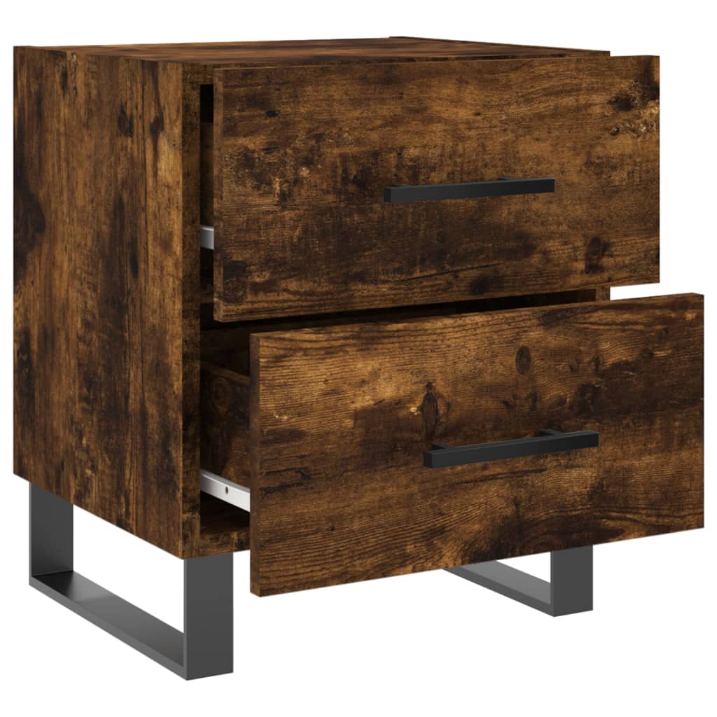 Smoked Oak Bedside Cabinets 2pcs - Engineered Wood, 40x35x47.5 cm