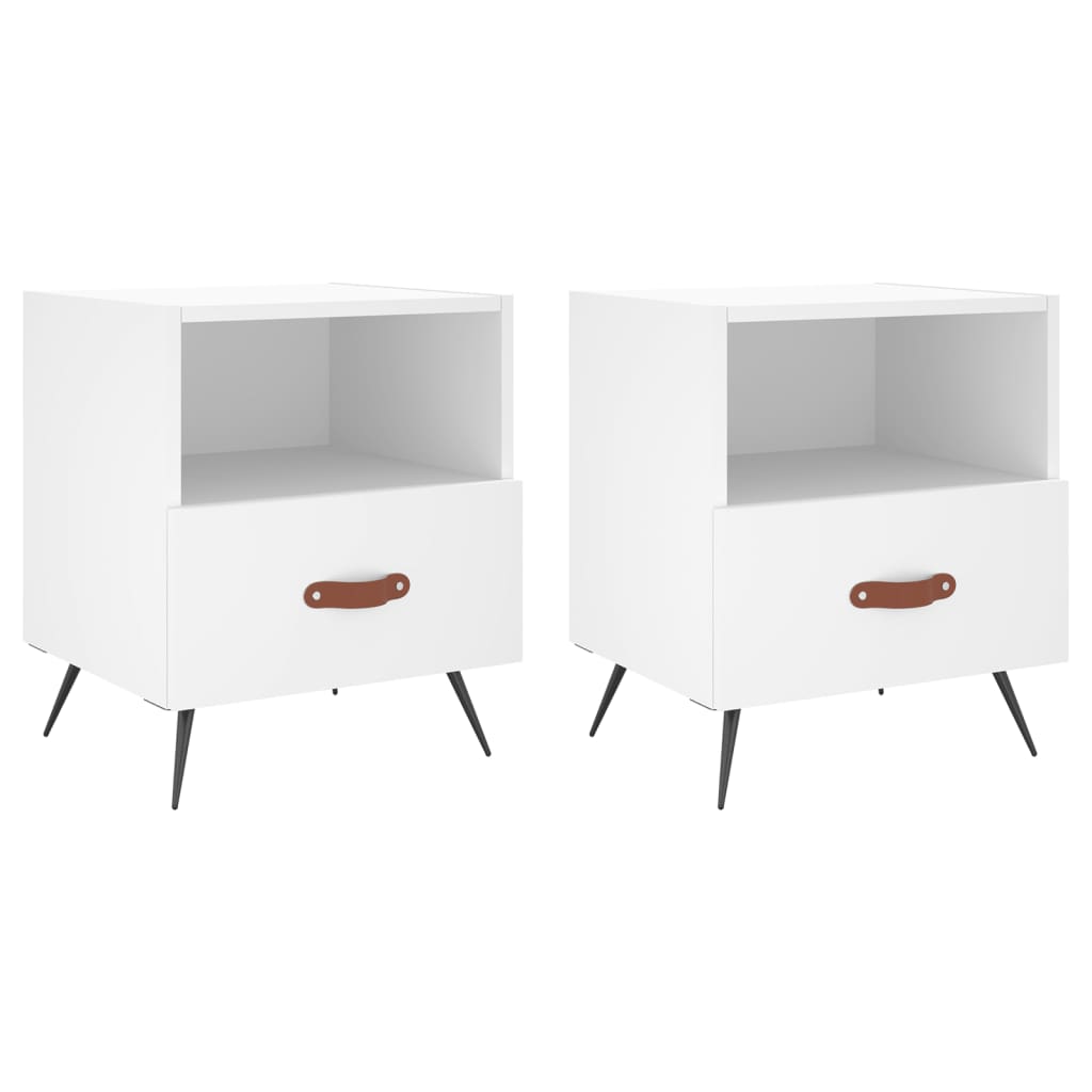 White Engineered Wood Bedside Cabinets Set, 2 pcs, 40x35x47.5 cm