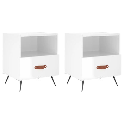High Gloss White 2-Pc Bedside Cabinets - 40x35x47.5 cm Wood