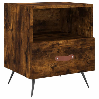 Smoked Oak Bedside Cabinet - 40x35x47.5 cm Engineered Wood