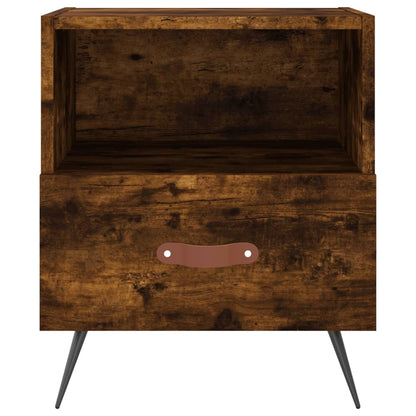 Smoked Oak Bedside Cabinet - 40x35x47.5 cm Engineered Wood