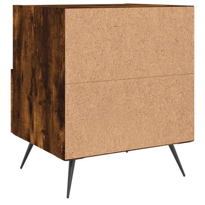 Smoked Oak Bedside Cabinet - 40x35x47.5 cm Engineered Wood