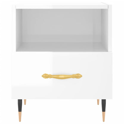 High Gloss White Bedside Cabinet, Engineered Wood, 40x35x47.5 cm