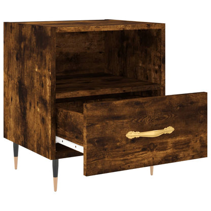 Compact Smoked Oak Bedside Cabinet 40x35x47.5 cm - Engineered Wood