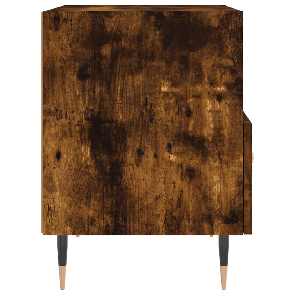 Compact Smoked Oak Bedside Cabinet 40x35x47.5 cm - Engineered Wood