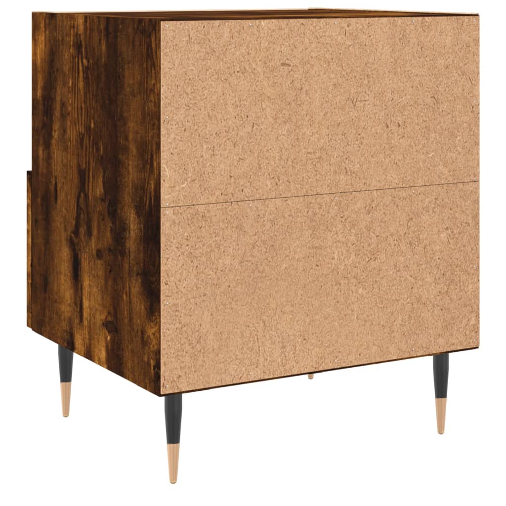 Compact Smoked Oak Bedside Cabinet 40x35x47.5 cm - Engineered Wood