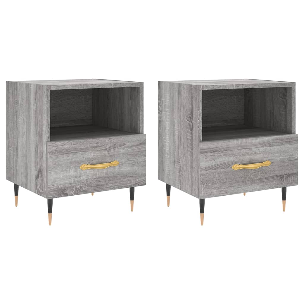 Grey Sonoma Bedside Cabinets Set of 2 - 40x35x47.5 cm Engineered Wood