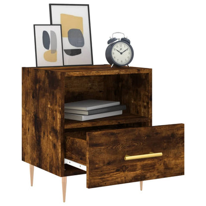 Smoked Oak Bedside Cabinets Set - Engineered Wood, 40x35x47.5 cm