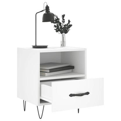 White Bedside Cabinets Set of 2 - Engineered Wood, 40x35x47.5 cm