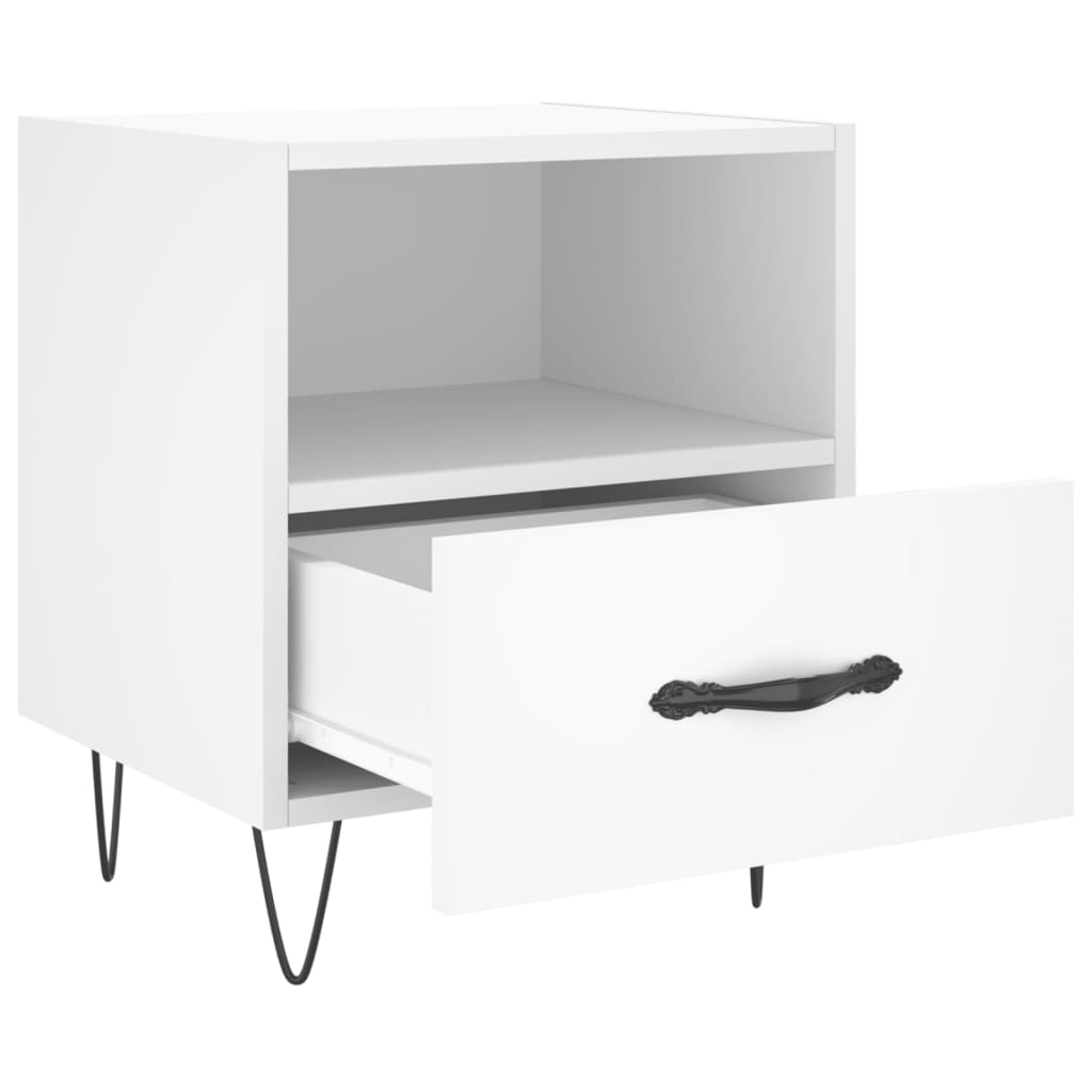 White Bedside Cabinets Set of 2 - Engineered Wood, 40x35x47.5 cm