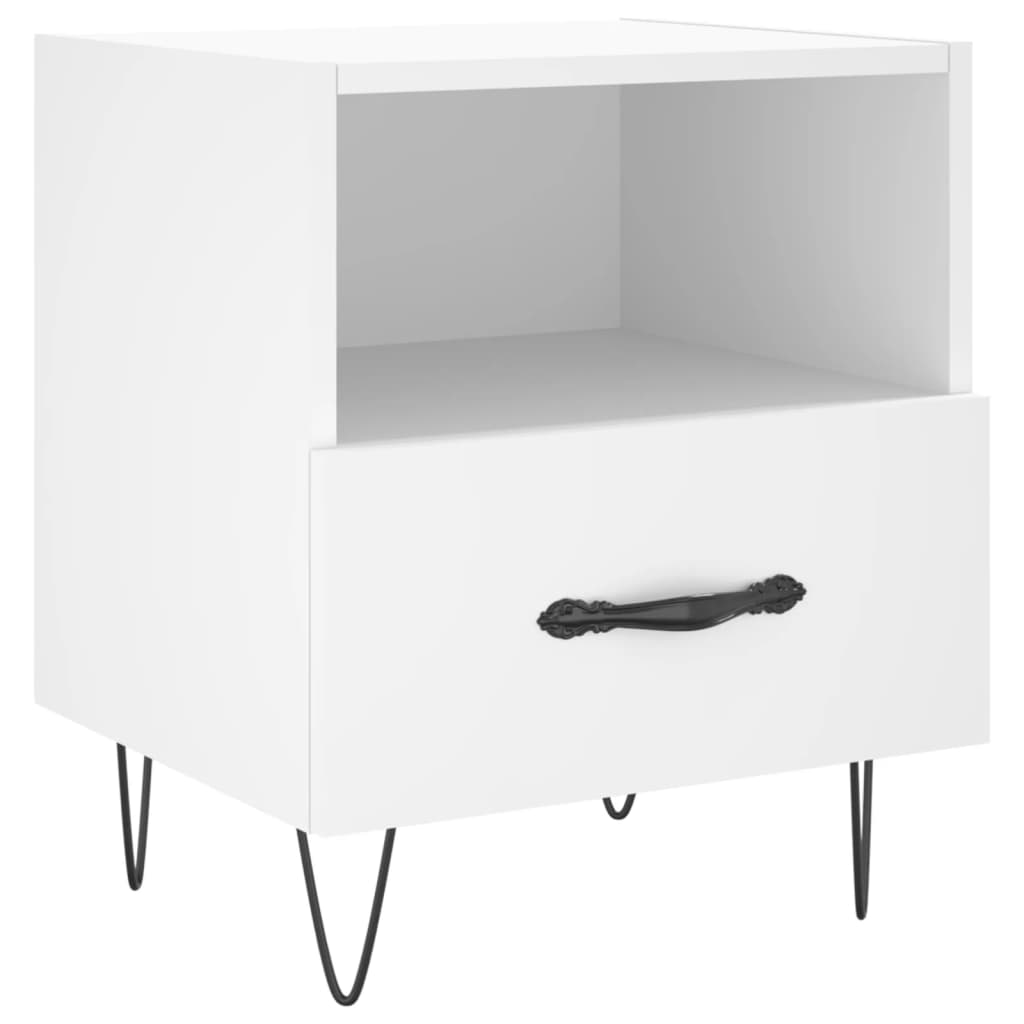 White Bedside Cabinets Set of 2 - Engineered Wood, 40x35x47.5 cm
