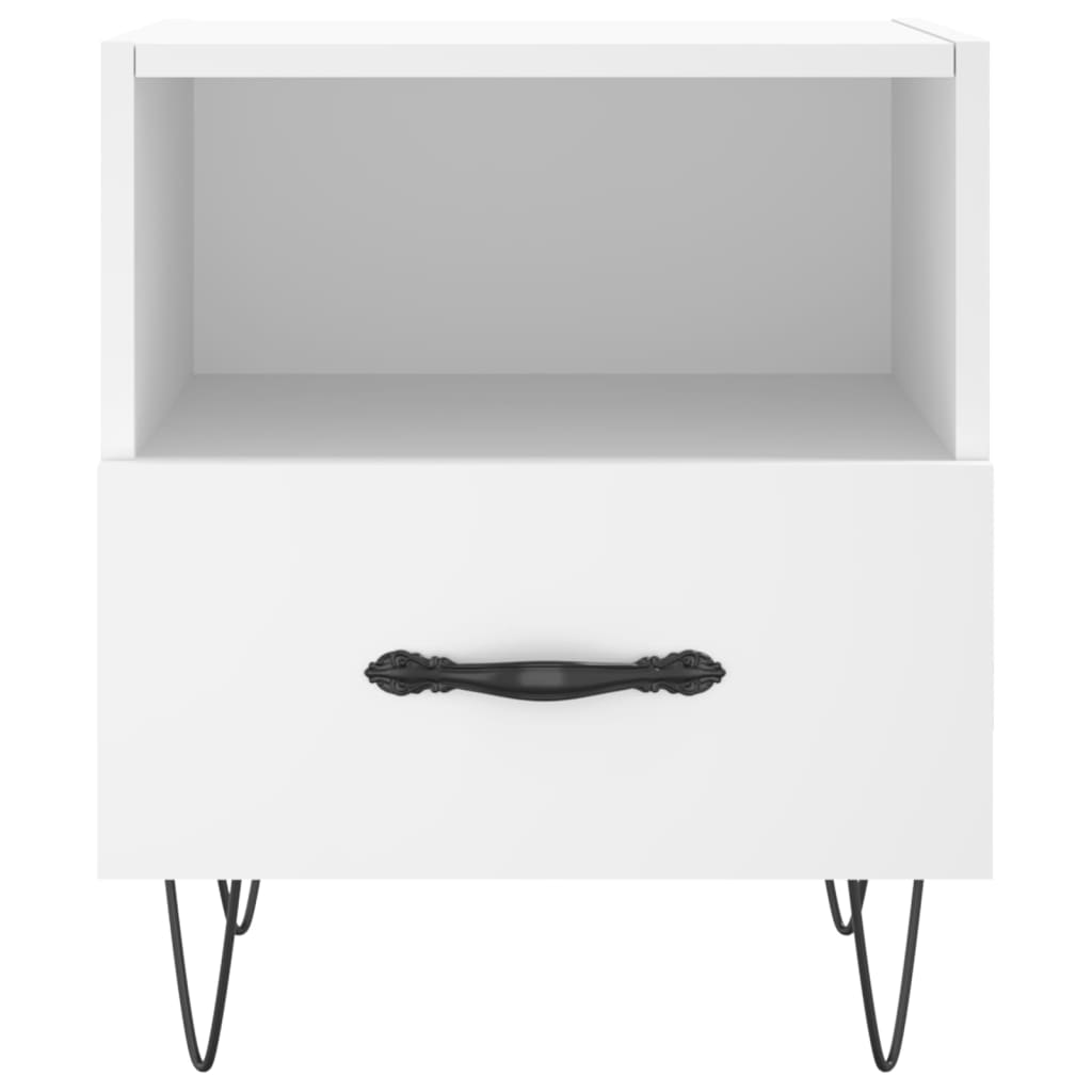 White Bedside Cabinets Set of 2 - Engineered Wood, 40x35x47.5 cm