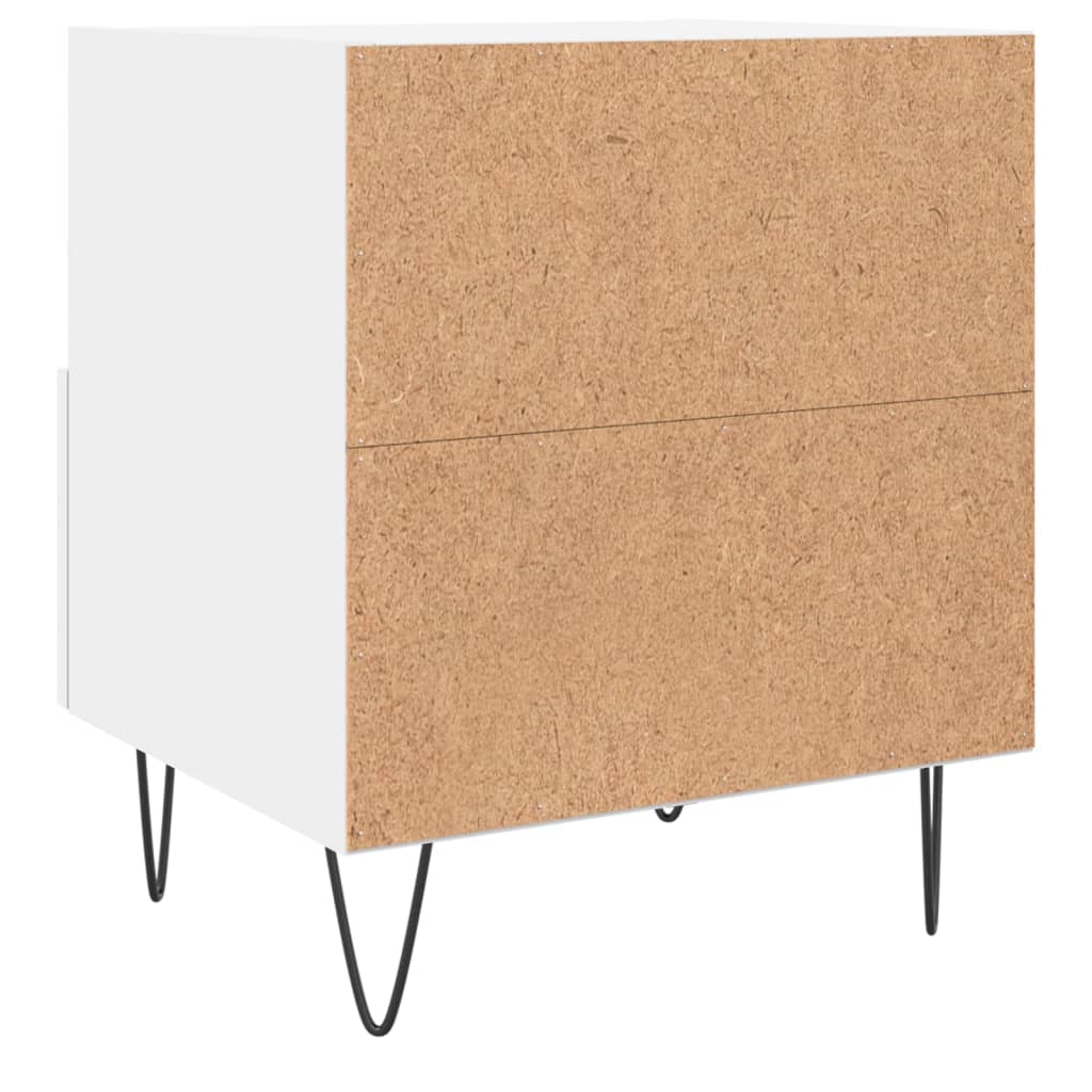 White Bedside Cabinets Set of 2 - Engineered Wood, 40x35x47.5 cm