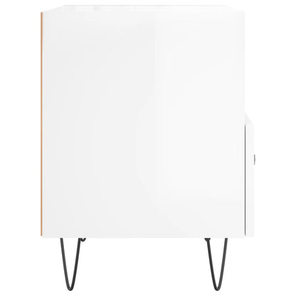 High Gloss White Bedside Cabinets Set - Engineered Wood, 40x35x47.5 cm