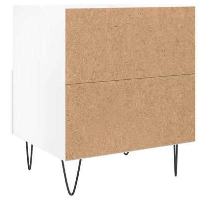High Gloss White Bedside Cabinets Set - Engineered Wood, 40x35x47.5 cm