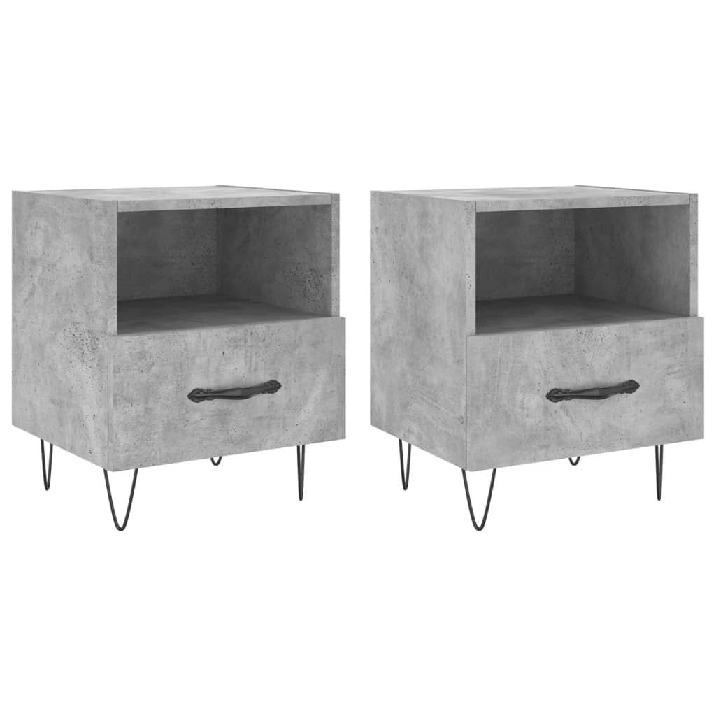 Concrete Grey Bedside Cabinets 2pcs - Engineered Wood, 40x35x47.5 cm