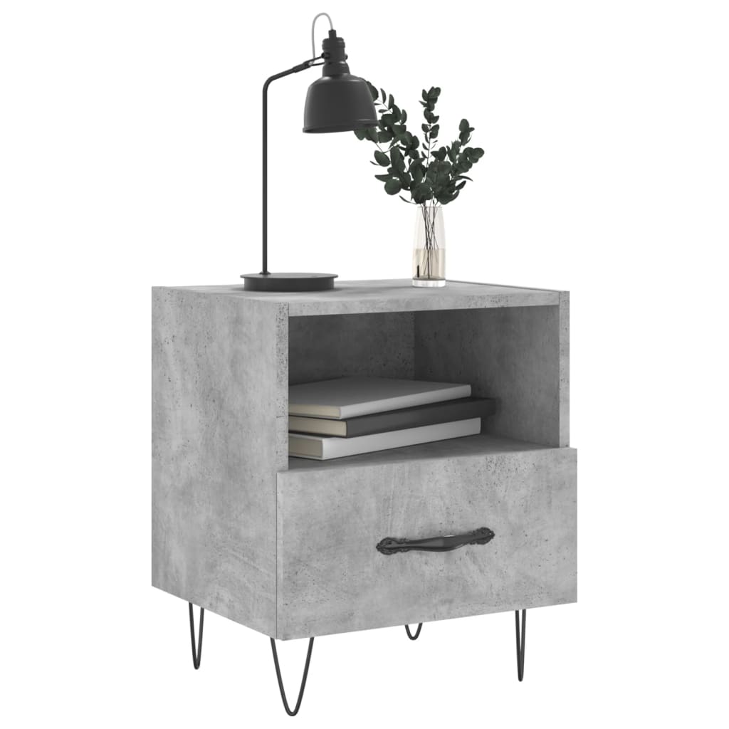 Concrete Grey Bedside Cabinets 2pcs - Engineered Wood, 40x35x47.5 cm