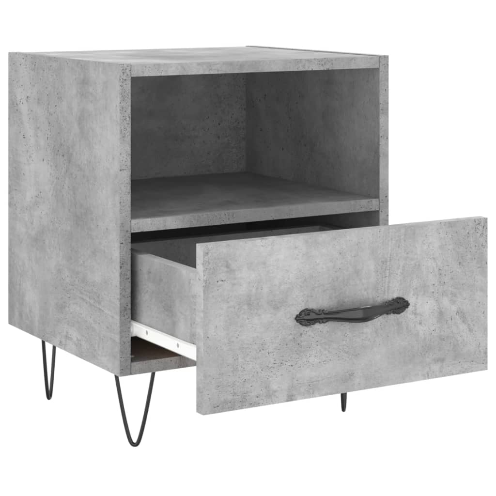 Concrete Grey Bedside Cabinets 2pcs - Engineered Wood, 40x35x47.5 cm