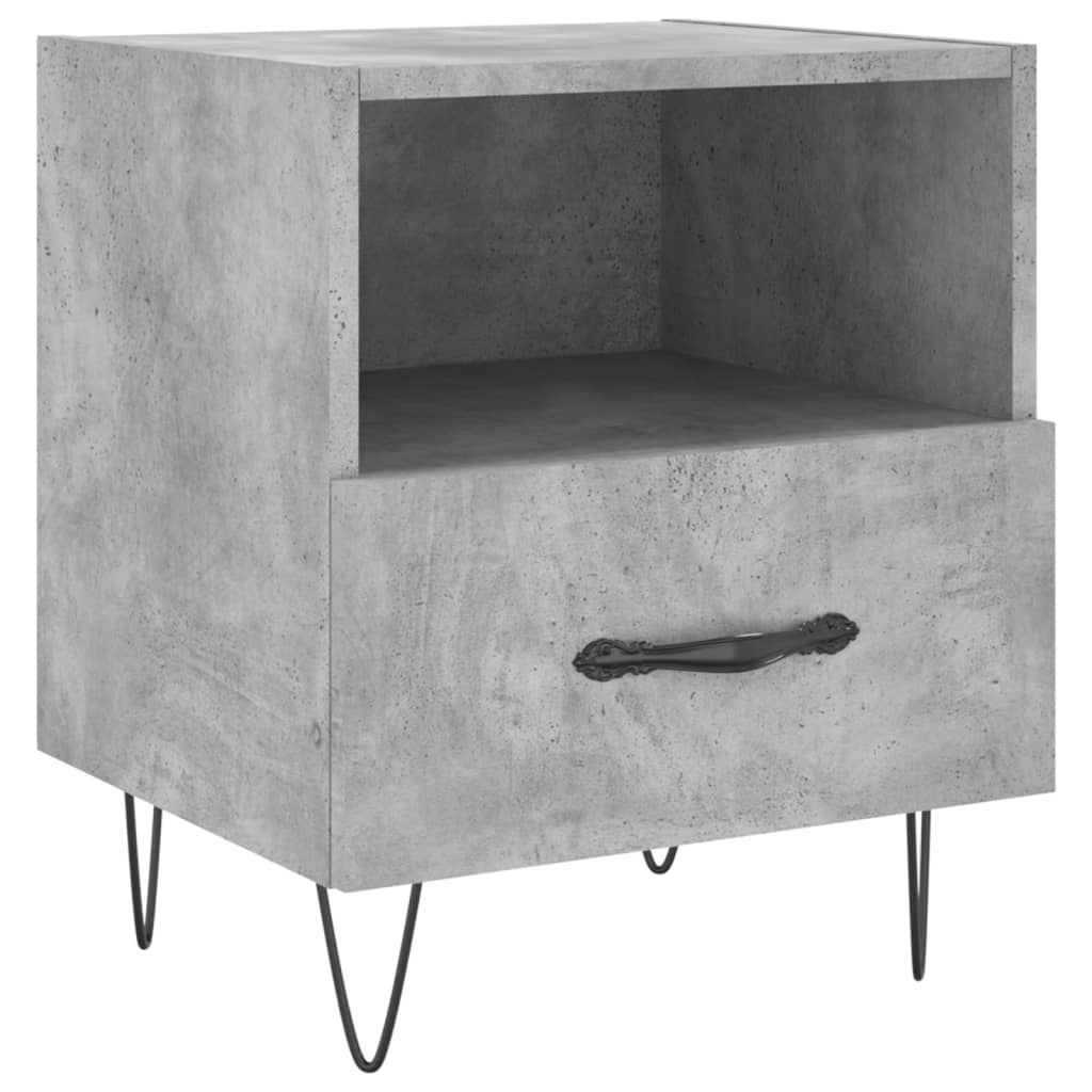 Concrete Grey Bedside Cabinets 2pcs - Engineered Wood, 40x35x47.5 cm