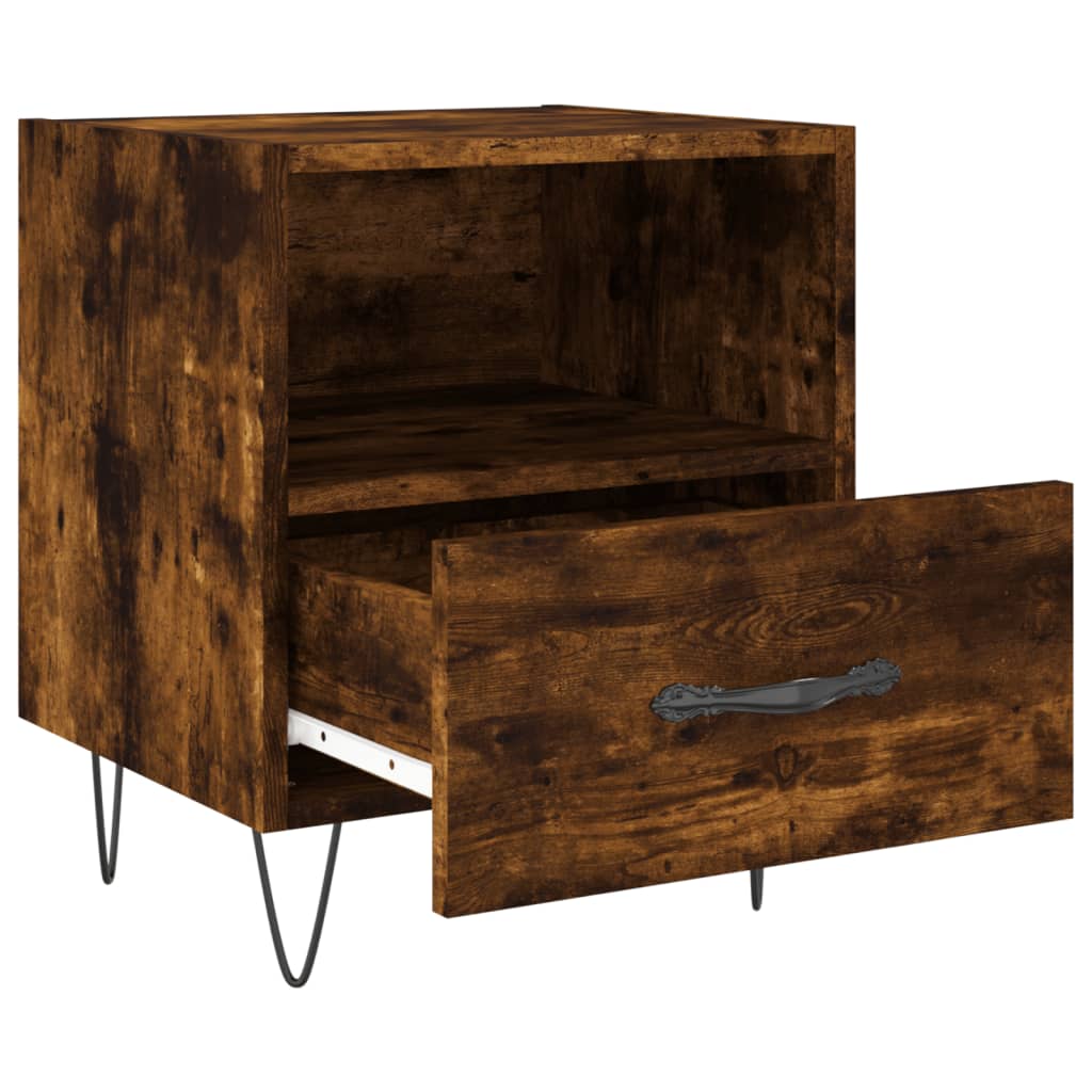 Smoked Oak Bedside Cabinet 40x35x47.5 cm - Engineered Wood
