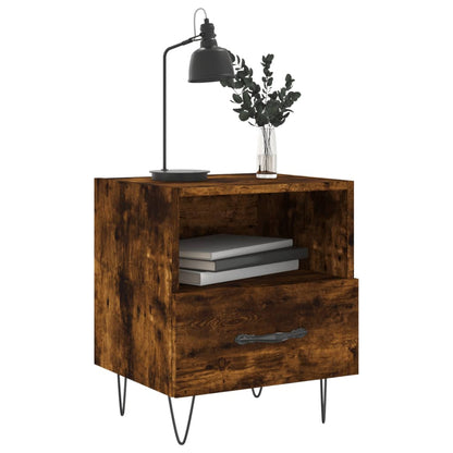 Smoked Oak Bedside Cabinet 40x35x47.5 cm - Engineered Wood