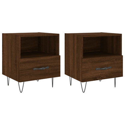 Brown Oak Bedside Cabinets Set of 2 - 40x35x47.5 cm Engineered Wood