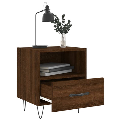 Brown Oak Bedside Cabinets Set of 2 - 40x35x47.5 cm Engineered Wood
