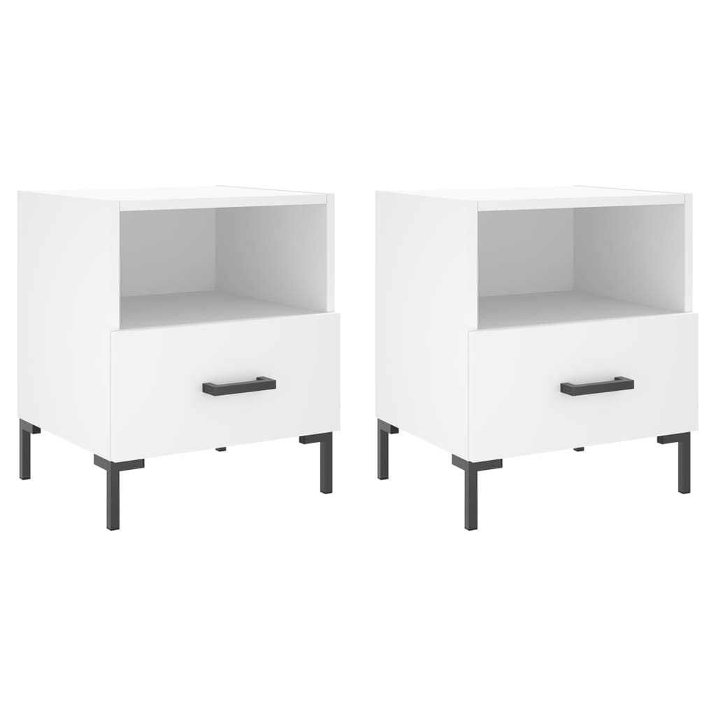 White Bedside Cabinets 2 pcs - 40x35x47.5 cm Engineered Wood