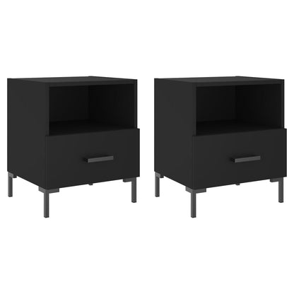 Black Engineered Wood Bedside Cabinets 2 Pcs - 40x35x47.5 cm