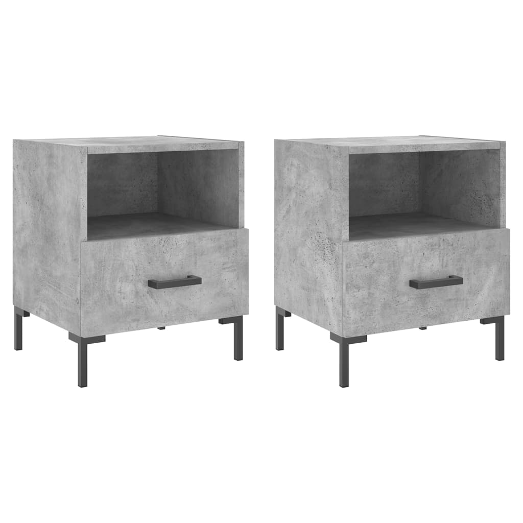 Modern Concrete Grey Bedside Cabinets 2pcs, Engineered Wood 40x35x47.5cm