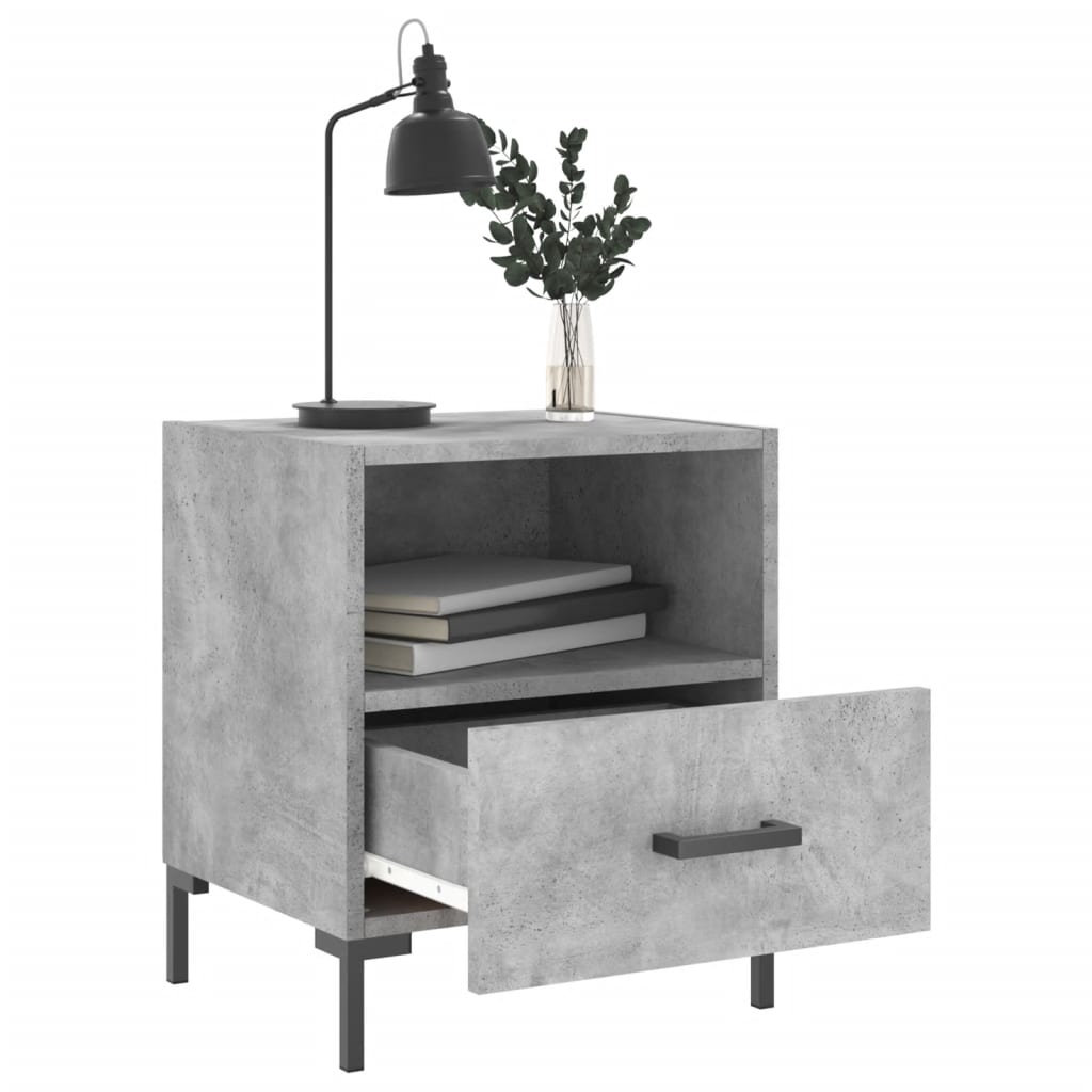 Modern Concrete Grey Bedside Cabinets 2pcs, Engineered Wood 40x35x47.5cm