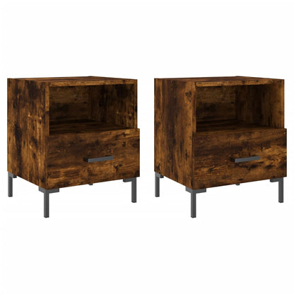 Set of 2 Smoked Oak Bedside Cabinets - Compact & Stylish Design