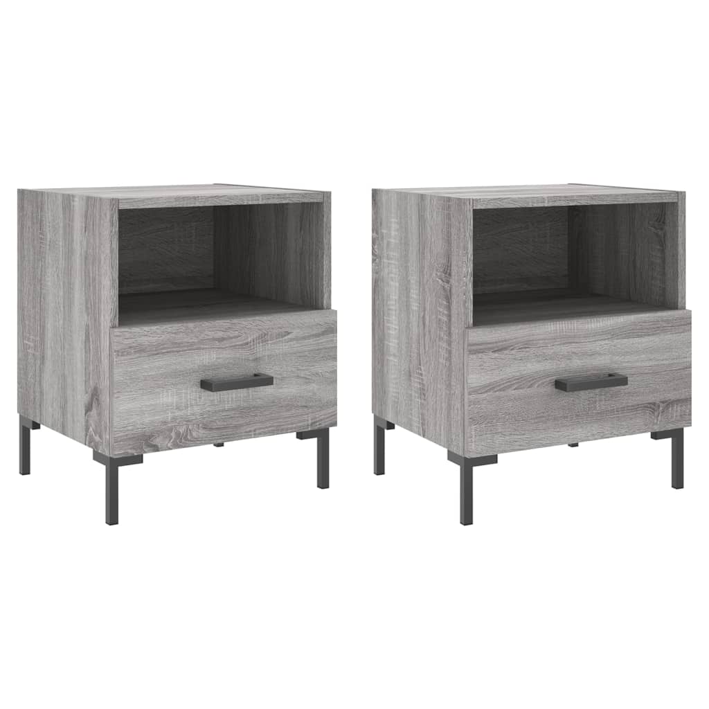 Grey Sonoma Engineered Wood Bedside Cabinets 2 pcs, 40x35x47.5 cm