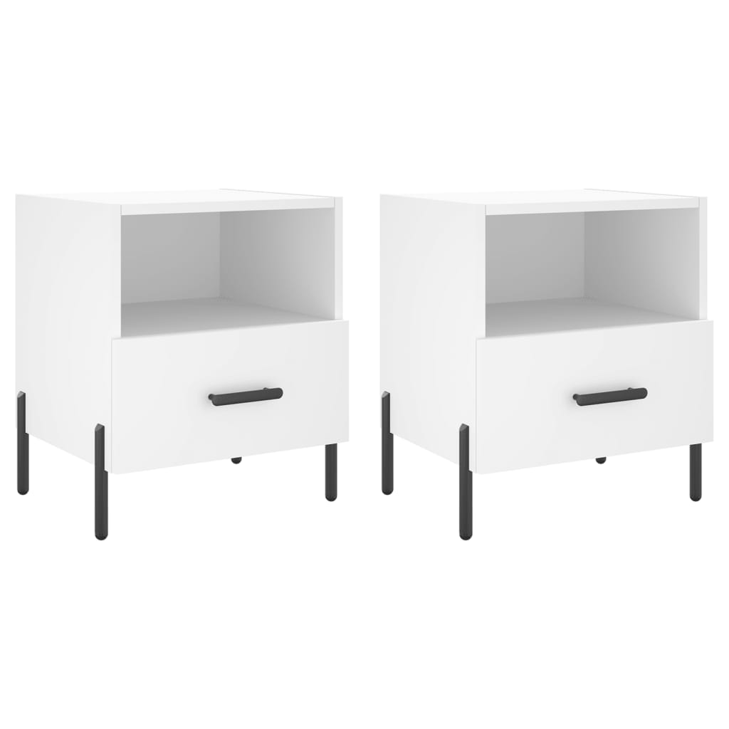 White Engineered Wood Bedside Cabinets Set, 40x35x47.5 cm, 2 Pcs