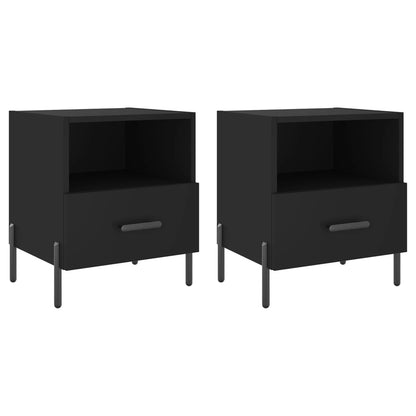 Black Engineered Wood Bedside Cabinets 2pcs, 40x35x47.5 cm