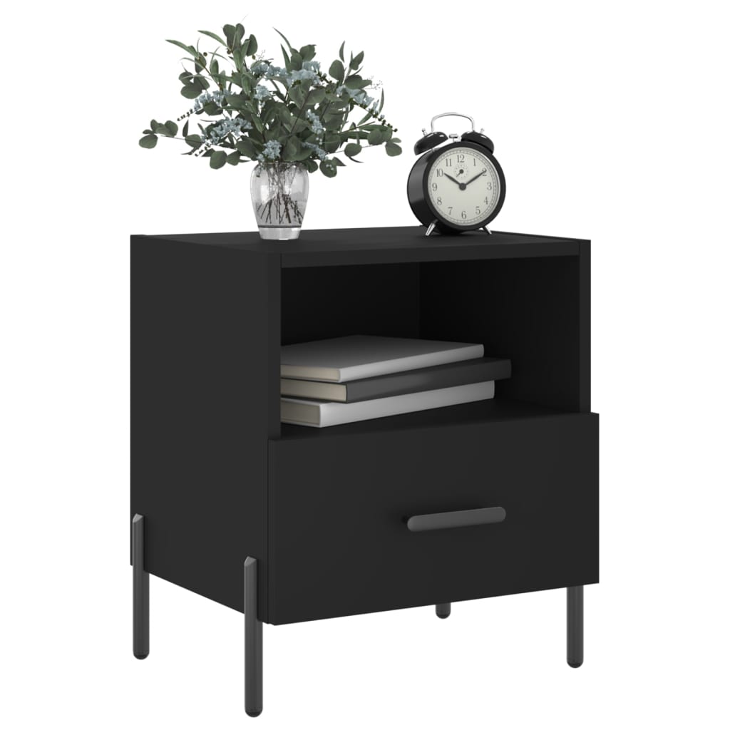Black Engineered Wood Bedside Cabinets 2pcs, 40x35x47.5 cm