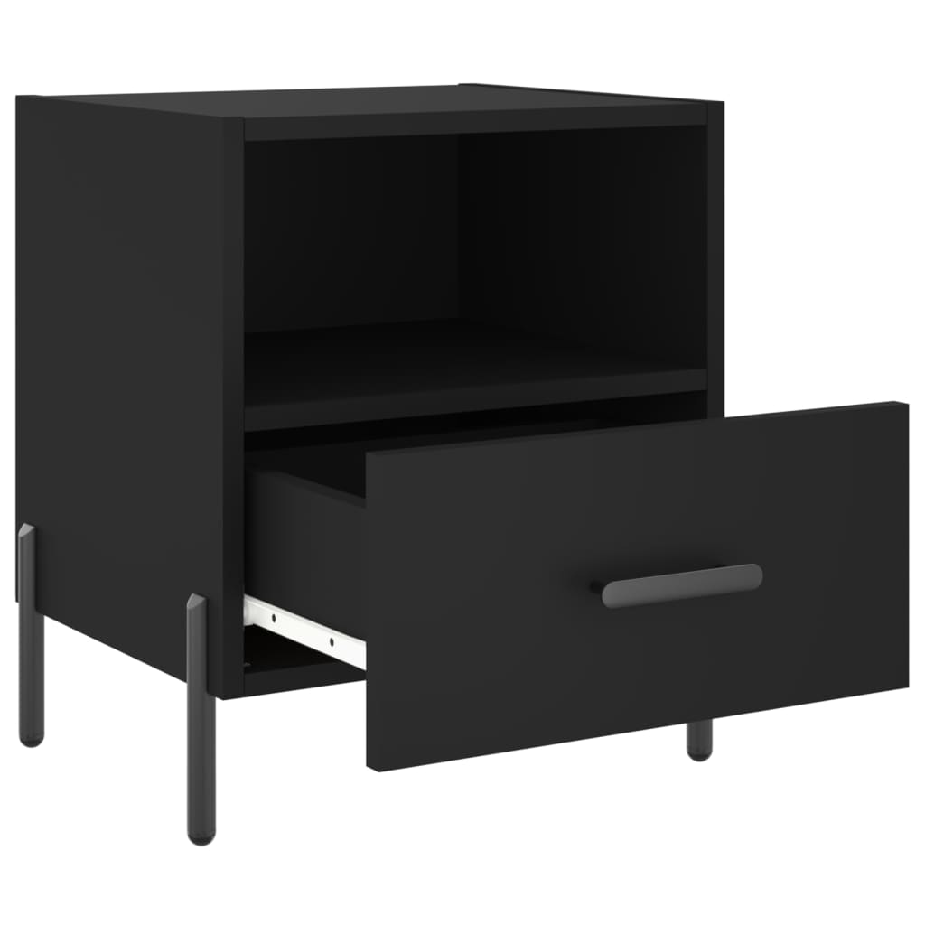 Black Engineered Wood Bedside Cabinets 2pcs, 40x35x47.5 cm