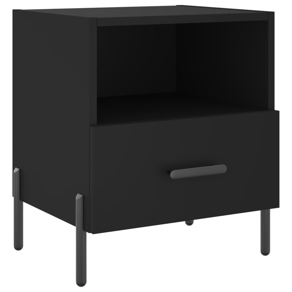 Black Engineered Wood Bedside Cabinets 2pcs, 40x35x47.5 cm