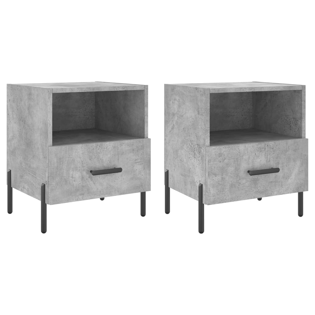Concrete Grey Bedside Cabinets 2 pcs | Engineered Wood, 40x35x47.5 cm