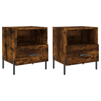 Smoked Oak 2-Piece Bedside Cabinets, 40x35x47.5 cm, Engineered Wood