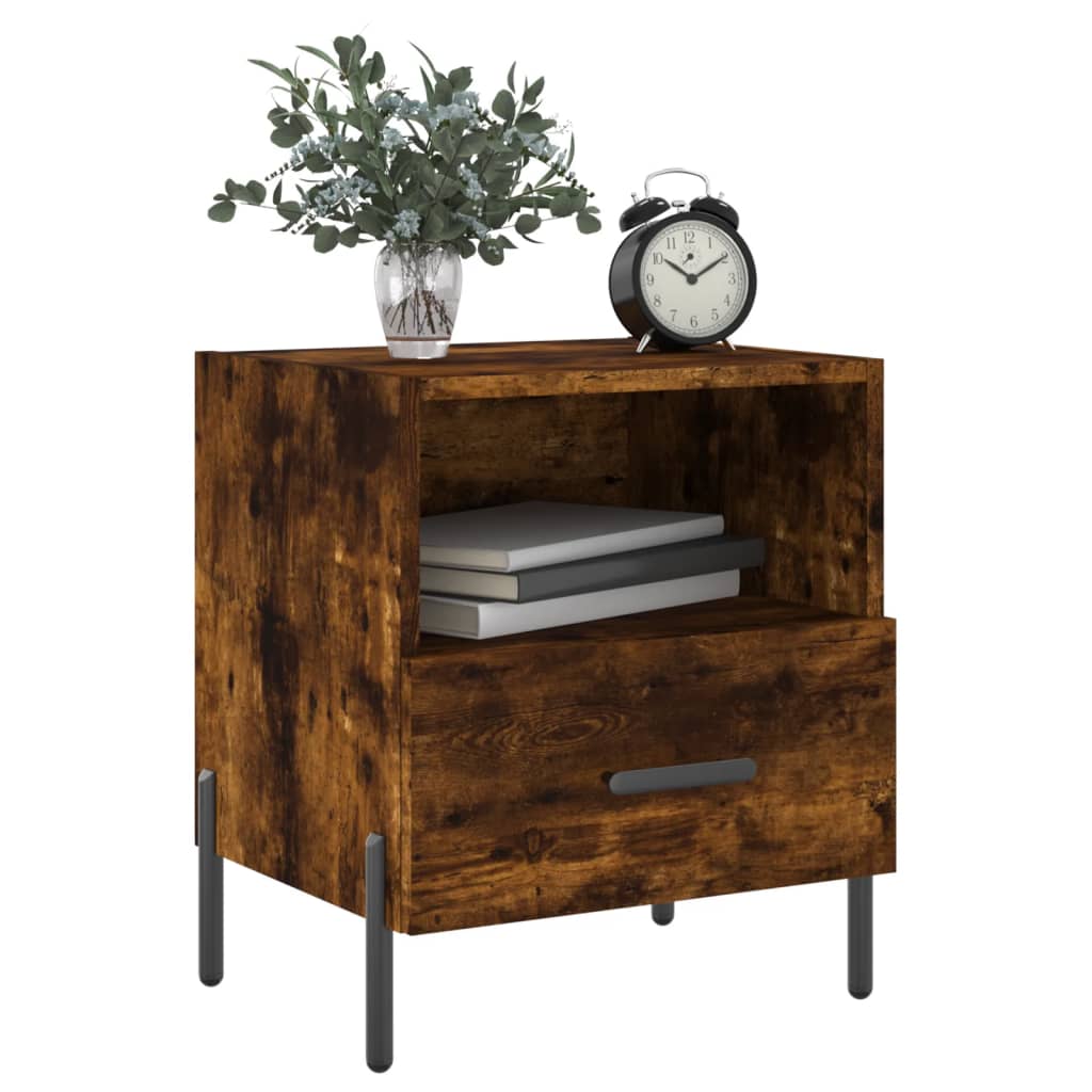 Smoked Oak 2-Piece Bedside Cabinets, 40x35x47.5 cm, Engineered Wood