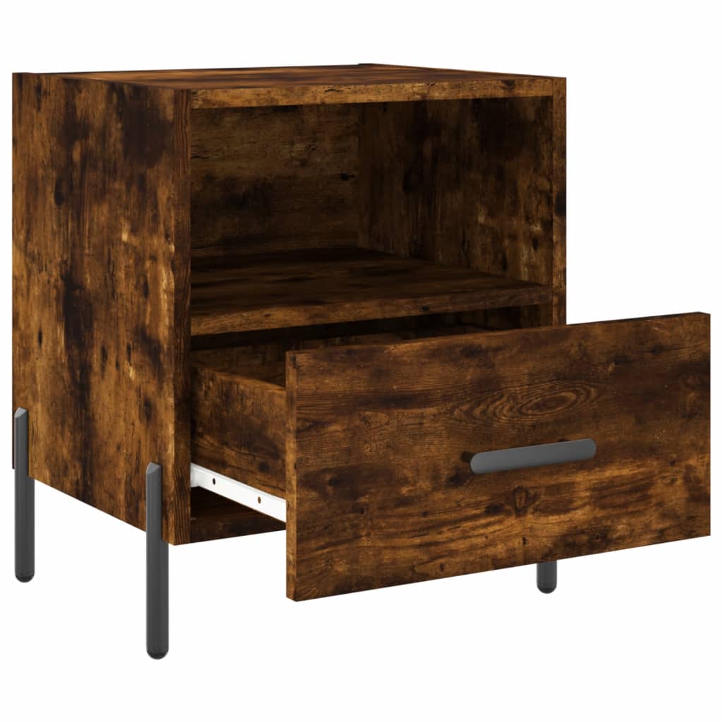 Smoked Oak 2-Piece Bedside Cabinets, 40x35x47.5 cm, Engineered Wood