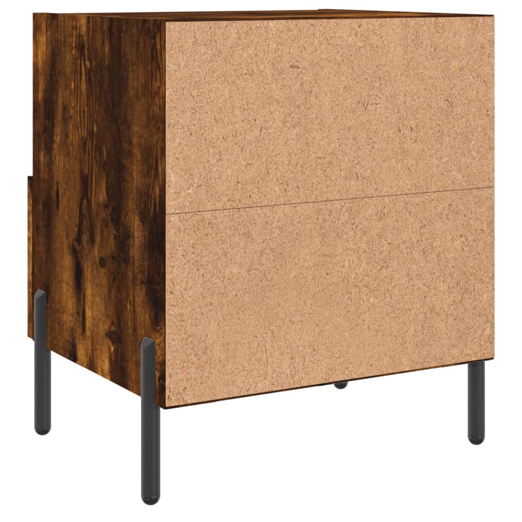 Smoked Oak 2-Piece Bedside Cabinets, 40x35x47.5 cm, Engineered Wood