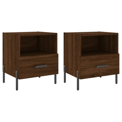 Brown Oak Bedside Cabinets Set of 2, 40x35x47.5 cm, Engineered Wood