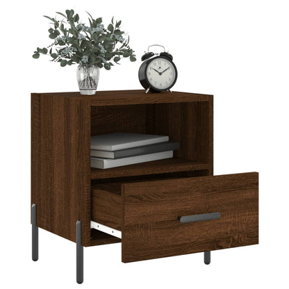 Brown Oak Bedside Cabinets Set of 2, 40x35x47.5 cm, Engineered Wood