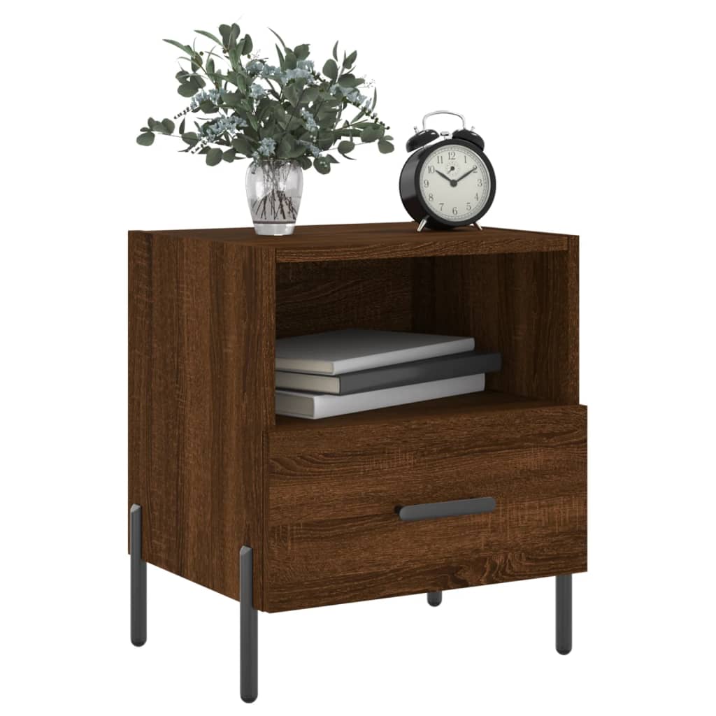 Brown Oak Bedside Cabinets Set of 2, 40x35x47.5 cm, Engineered Wood