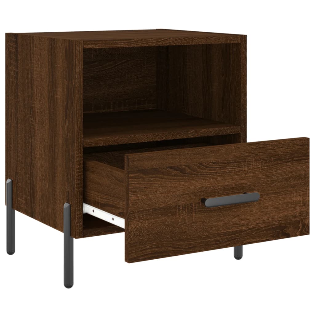Brown Oak Bedside Cabinets Set of 2, 40x35x47.5 cm, Engineered Wood