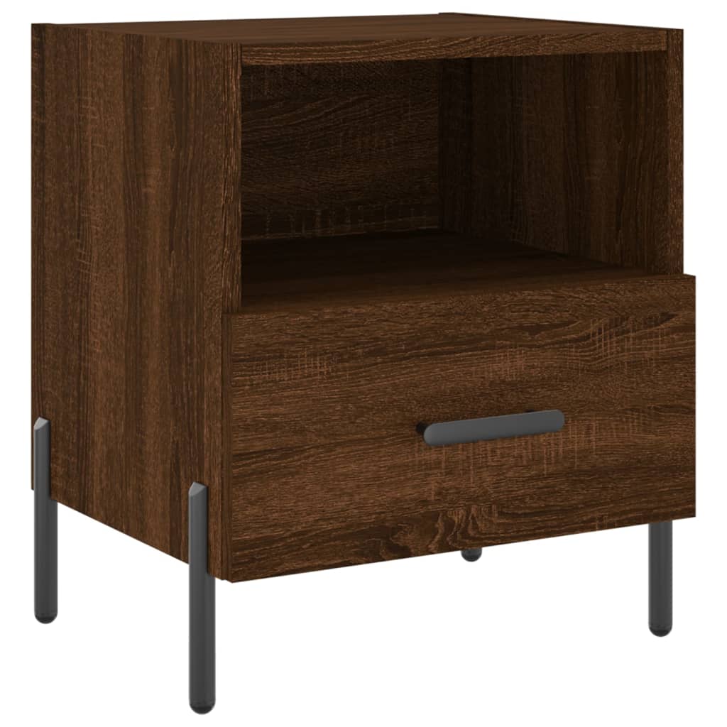 Brown Oak Bedside Cabinets Set of 2, 40x35x47.5 cm, Engineered Wood